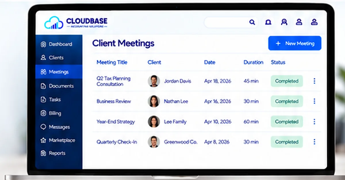 Cloudbase client meetings list with completed meetings